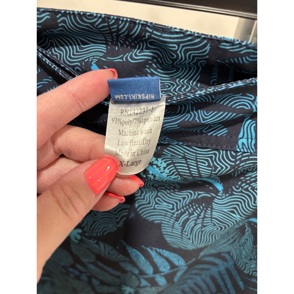 Rip Skirt Hawaii Hibiscus Print Length 3 Size XL Adjustable Wrap Floral Blue - Picture 4 of 8